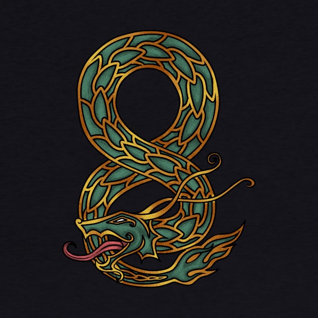 Guardian of the Norse Depths: Viking Monster Jormungandr the World Serpent Design by Holymayo Tee